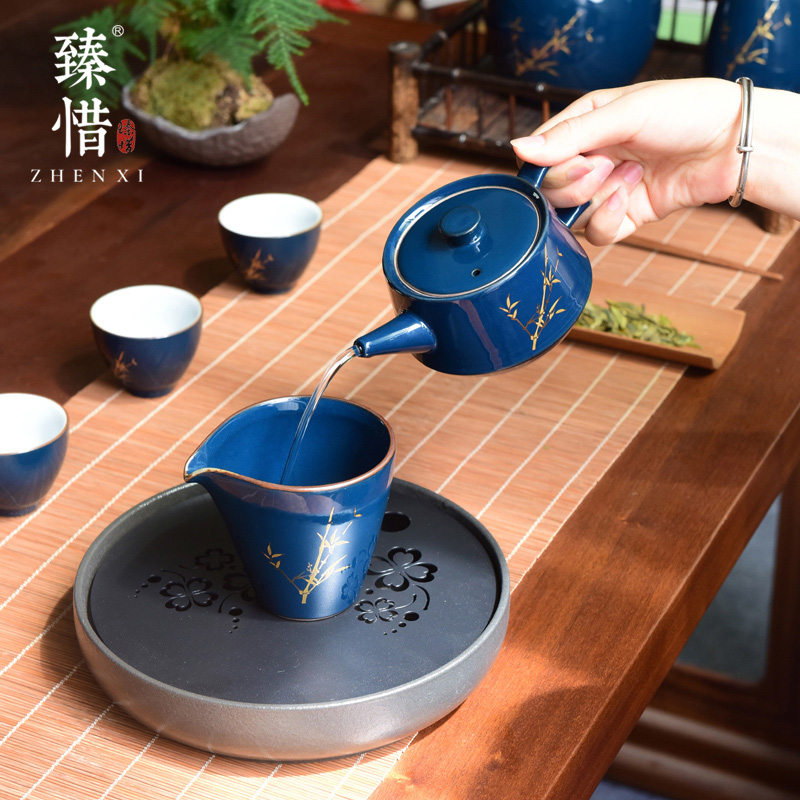 "Precious little ji blue modern ceramic teapot household pot of Japanese kung fu tea set of the filter the teapot tea by hand