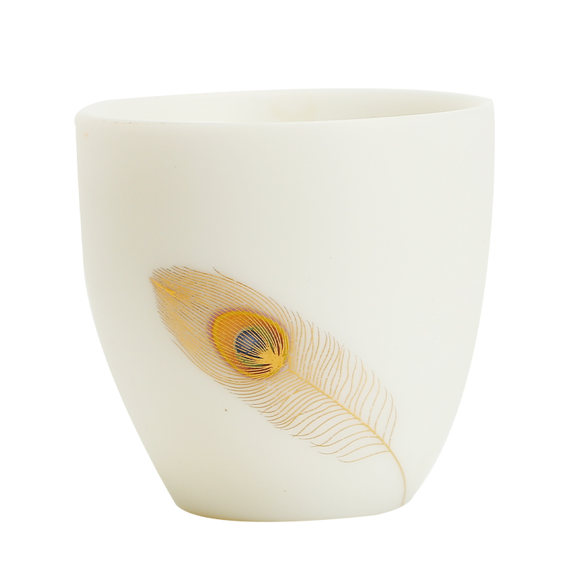 Become precious little wealth changchun gold sample tea cup suet jade porcelain kung fu tea set household porcelain cups high - end gifts