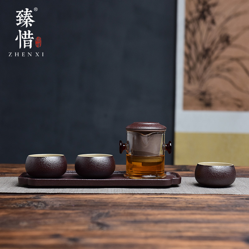 By understanding the modern tea mercifully tea sets contracted household kung fu tea set of black ceramic teapot dry tea tray