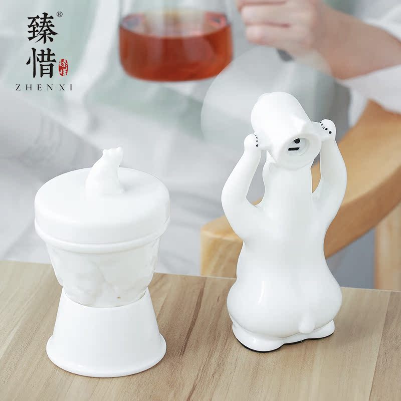 Precious little polar bear cup be creative tip filter glass with cover keller modern ceramic office cup home