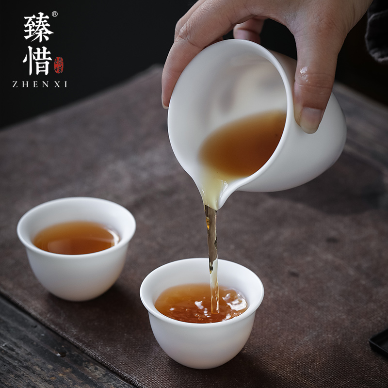 Become precious little listening suet jade dehua white porcelain tea sea fair keller cup kung fu tea set top ceramic tea ware