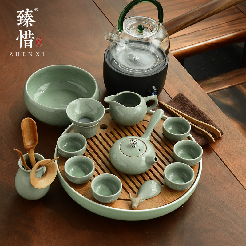 "Cherish your elder brother up with ceramic kung fu tea set contracted household Japanese small mini modern Chinese dry tea set suits for