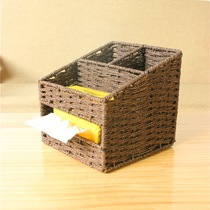 Creative home remote control storage box weaving multifunctional desktop storage box tissue box coffee table drawing box living room