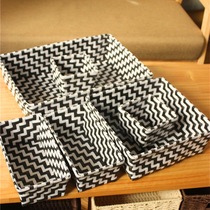 A set of 6 plastic woven storage boxes kitchen desktop utility basket toilet bathroom storage basket storage box