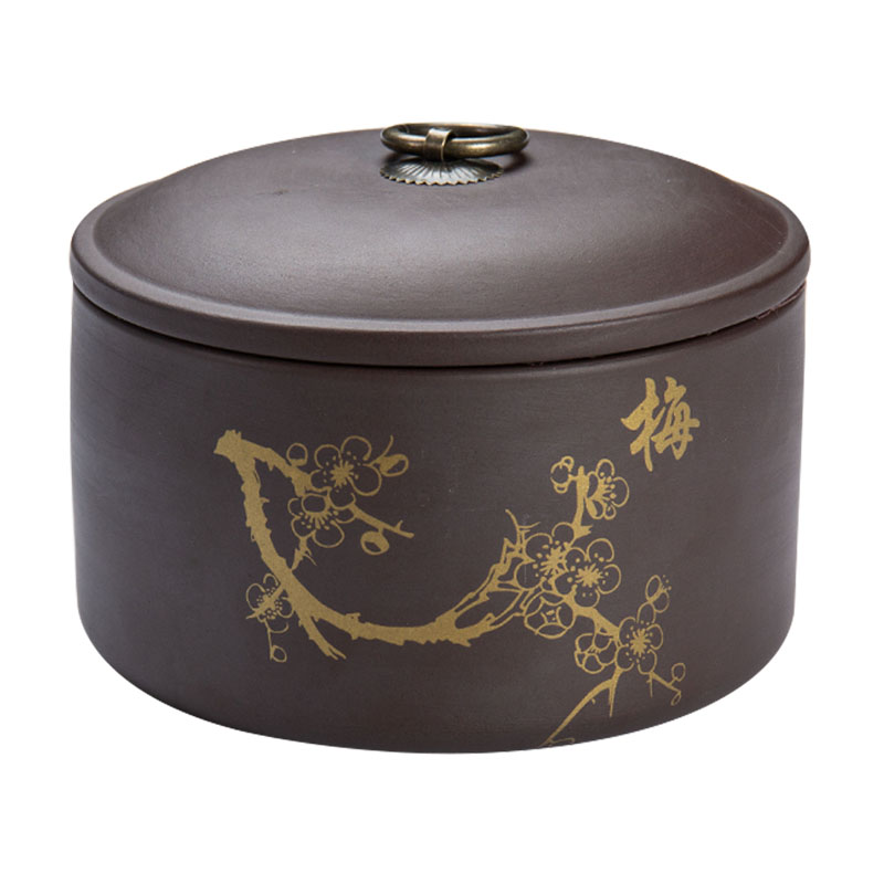 Jane quality ceramic violet arenaceous caddy fixings seal pot moisture storage tank small household kung fu pu 'er tea box by hand