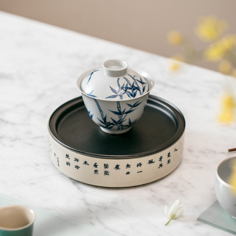 The Self - "appropriate content hand - made poetry manual dry water tea tray was jingdezhen domestic Japanese tea zen tray