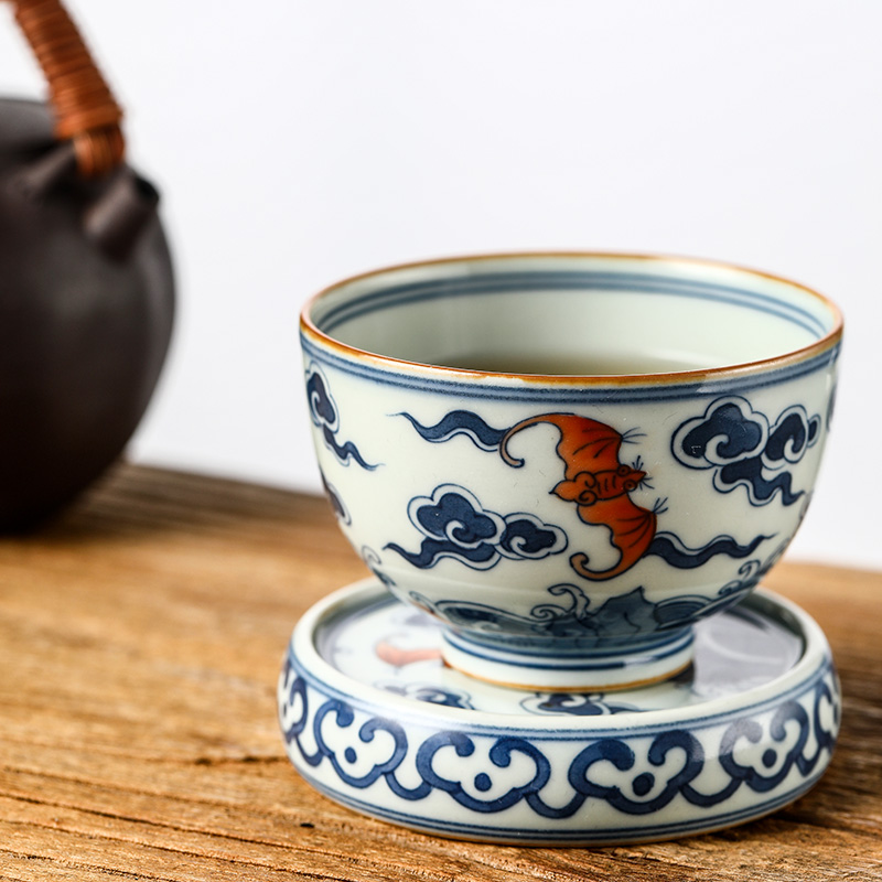 Blue and white master cup sample tea cup single cup tea pure manual jingdezhen ceramic cups single hand - made kung fu tea bowls