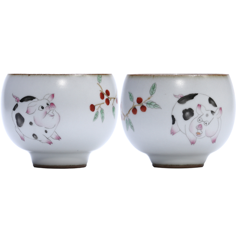 Jingdezhen your up hand - made blessing pig ceramic sample tea cup cup tea pure manual open piece of kung fu tea masters cup