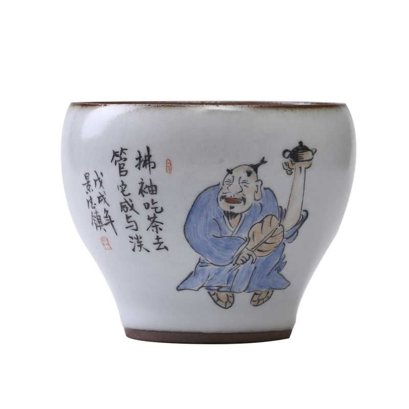 Jingdezhen ceramic cups hand - drawn characters your up to open the master cup pure manual large single kung fu tea bowl