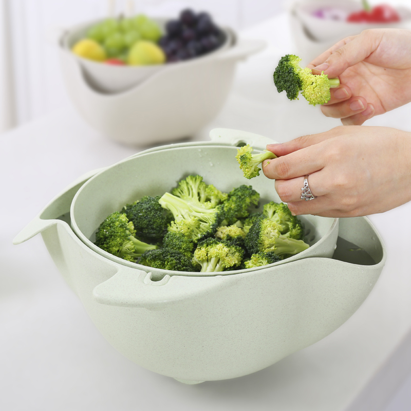 fanyi double-layer vegetable basket, rotatable drain basket, overturned drain basin, fruit tray drain ra