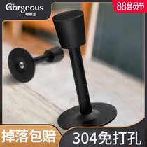 Brother jazz door stopper punch-free 304 stainless steel door bumper bathroom rubber does not hurt the door anti-collision wall side door top device