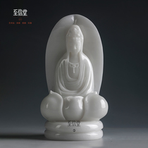 Zhixintang natural white marble a leaf Guanyin Buddha statue handmade Guanyin Bodhisattva home furnishings gift