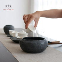 To Xintangs whole piece of natural mountain black gold stone water water water washing pen washing manual waste water tank tea slag tank