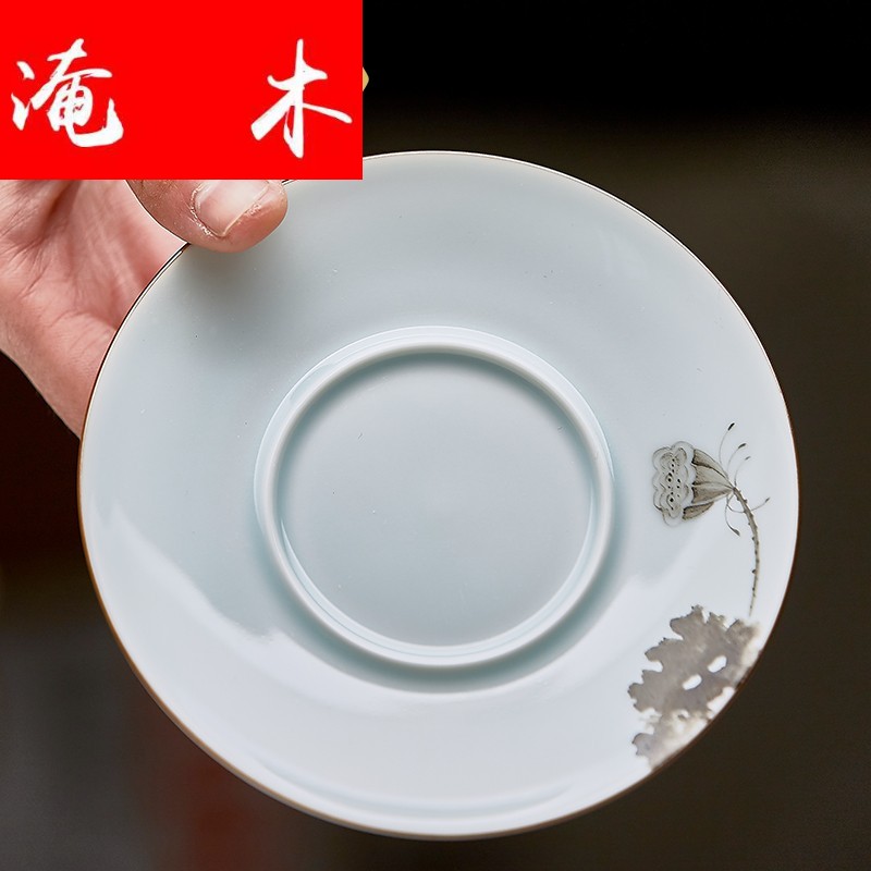 Flooded large only three tureen hand - made wooden jingdezhen ceramics powder enamel fat white bowl tea cups of tea bowl of kung fu