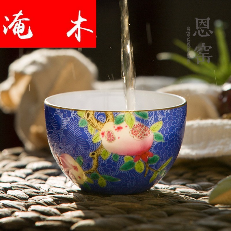 Submerged wood powder enamel children live long and prosper jingdezhen manual pick flowers tea cups fine porcelain sample tea cup