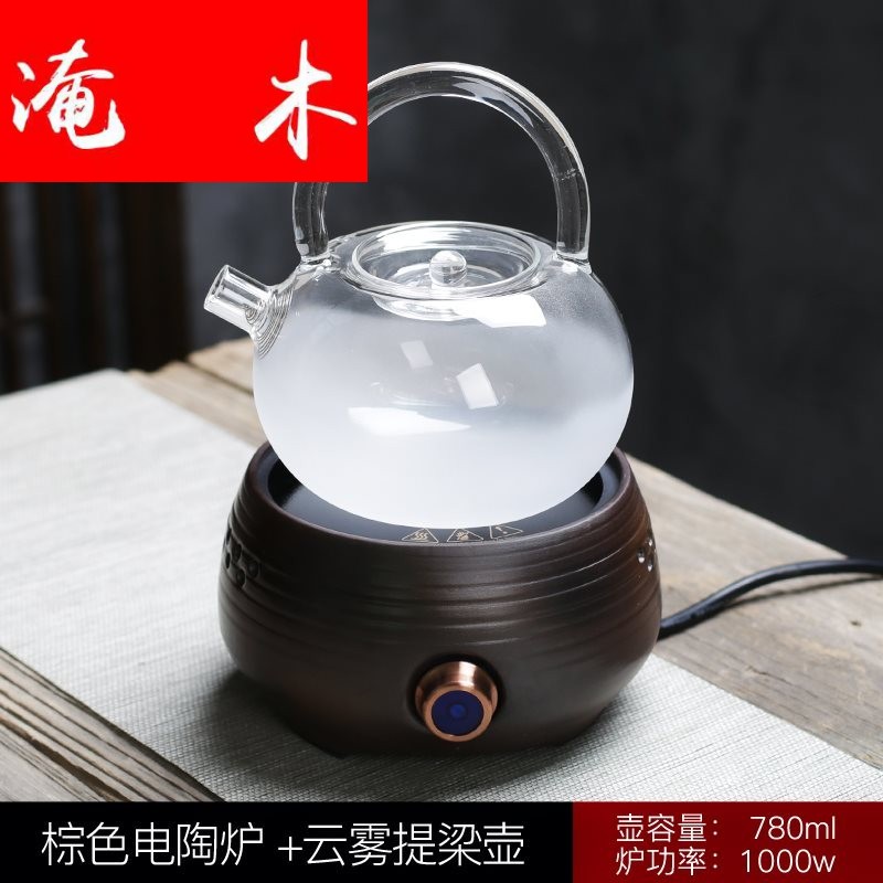 Flooded wood to automatic black pottery cooking kettle boil tea ware ceramic electric TaoLu heat - resistant glass tea pot