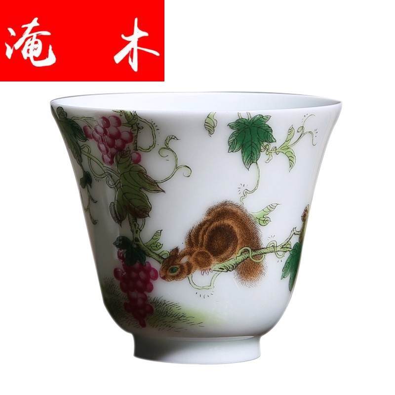 Submerged wood jingdezhen enamel pastel color ceramic sample tea cup kung fu tea tea cup master cup single cup. A bell