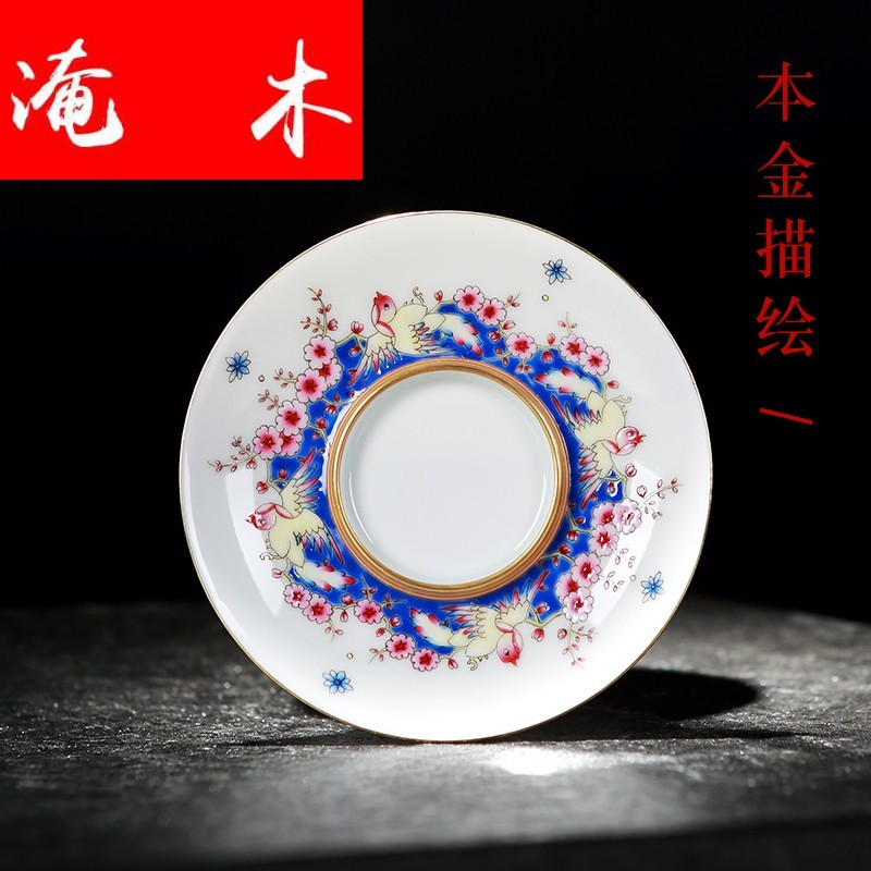 Submerged wood jingdezhen colored enamel tureen ceramic cups hand - made three to make tea bowl of tea gifts home