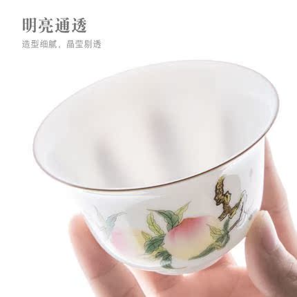 Flooded pure hand - made wooden jingdezhen sweet white porcelain ceramic tureen tureen pastel three cups to use kung fu tea set