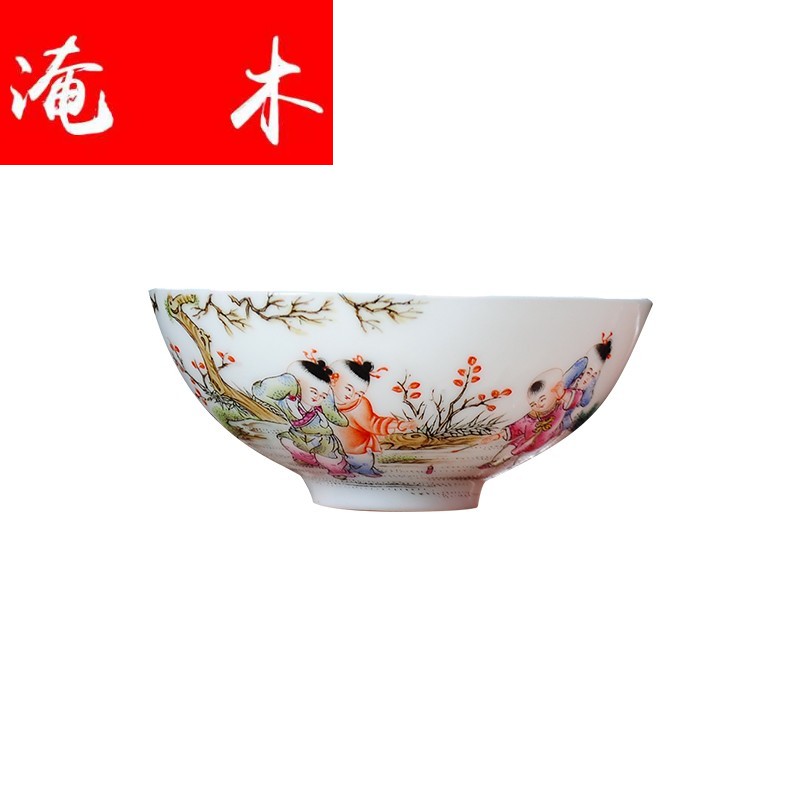 Flooded, the rhyme of jingdezhen tea service kung fu teacups hand - made the lad famille rose bowl fine ceramic tea set