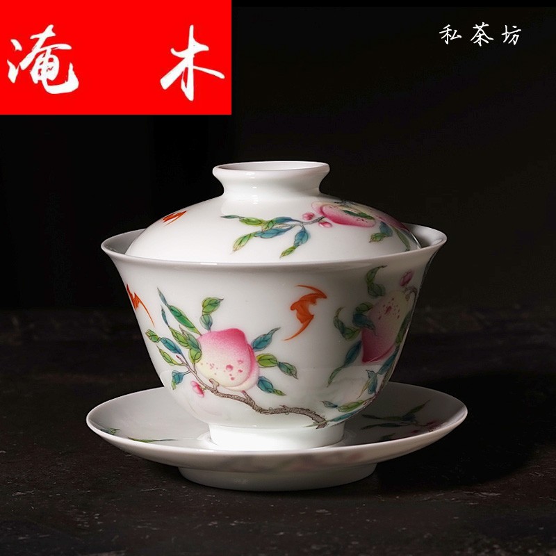 Flooded TaoRen near the ancient jingdezhen tea pastel peach wood grain tureen three famous hand bowl to bowl