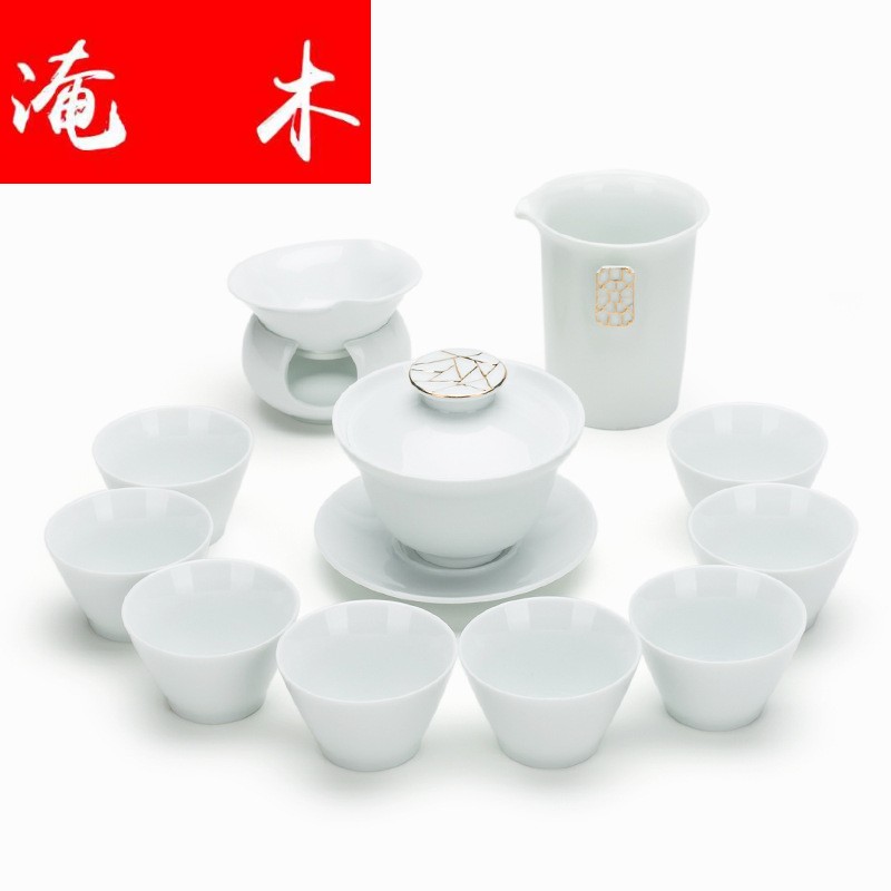 Flooded wooden Japanese contracted ceramic tureen tea color glaze tureen kung fu tea set gift set logo