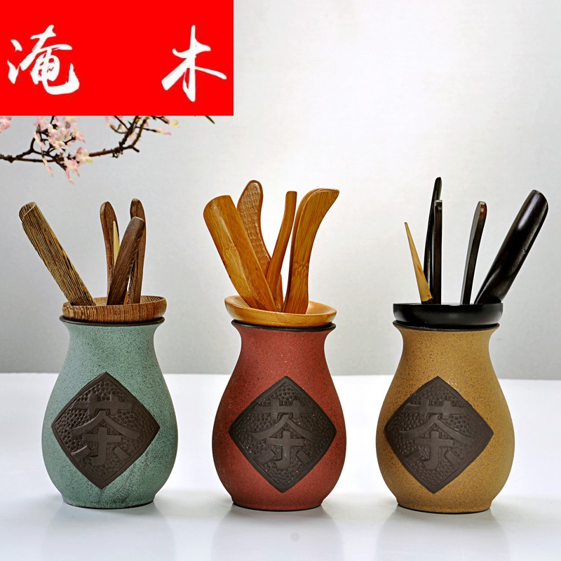 The Six gentleman 's suit wood, ceramic tea accessories ebony wood wenge kung fu tea accessories