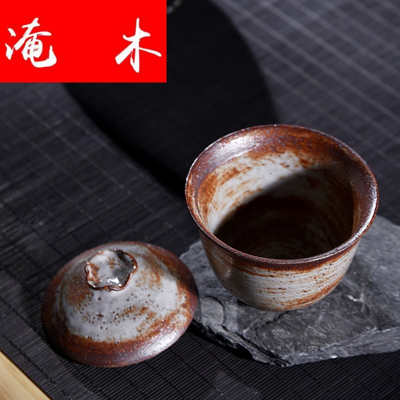 Flooded wooden Japanese style restoring ancient ways to burn only coarse pottery tureen three bowls of archaize work hand in hand to use to use ceramic cups