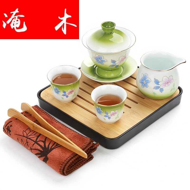 Submerged wood see colour ceramic tureen manual spray three large cup tea bowl to bowl of kung fu tea set home outfit