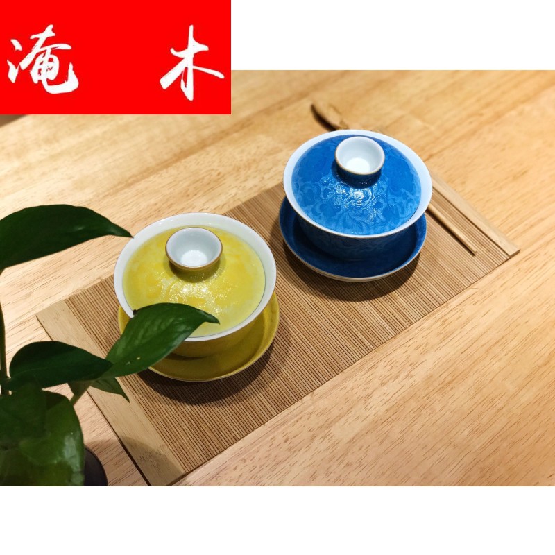 Grilled flooded wood powder enamel spend three to tureen kung fu tea jingdezhen pure manual large blue and white porcelain cups