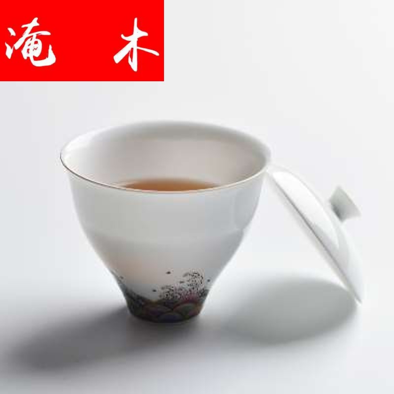 Flooded wooden checking enamel handpainted tureen paint edge tea bowl of jingdezhen ceramic cups kung fu tea set