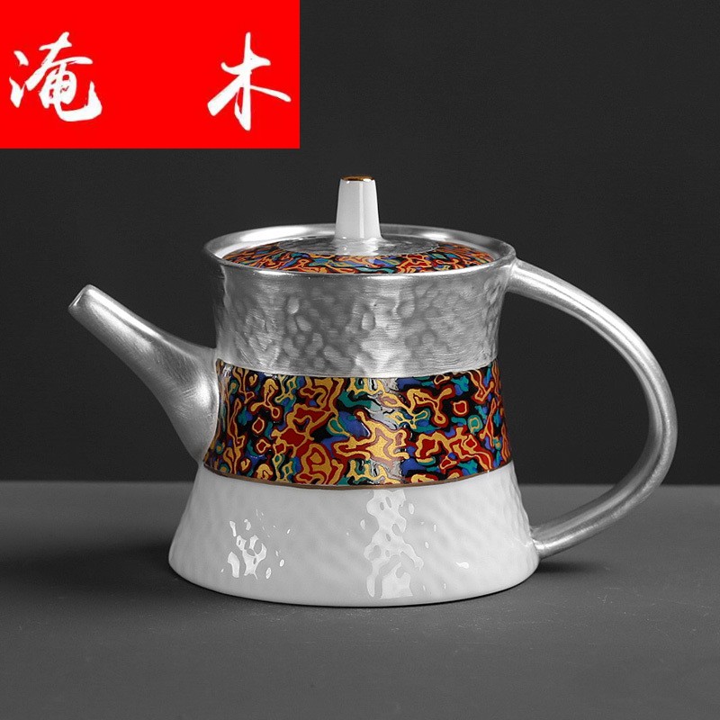Submerged wood full made red tea tasted silver gilding teapot ceramic kettle kung fu tea pot home office