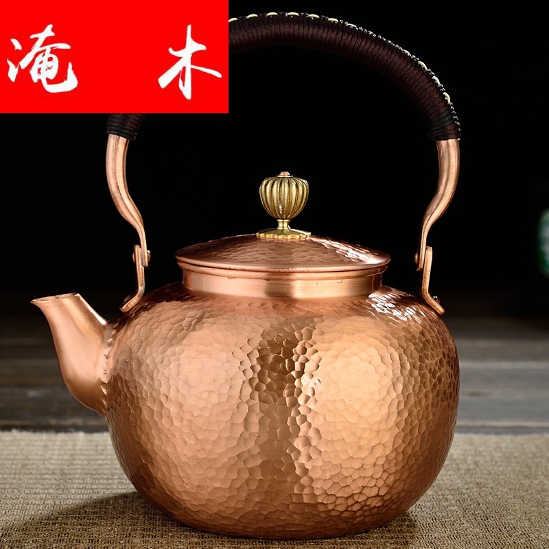 Flooded wooden plates by hand kettle kung fu tea pot home upset hammer eye grain copper pot of electric TaoLu boil tea