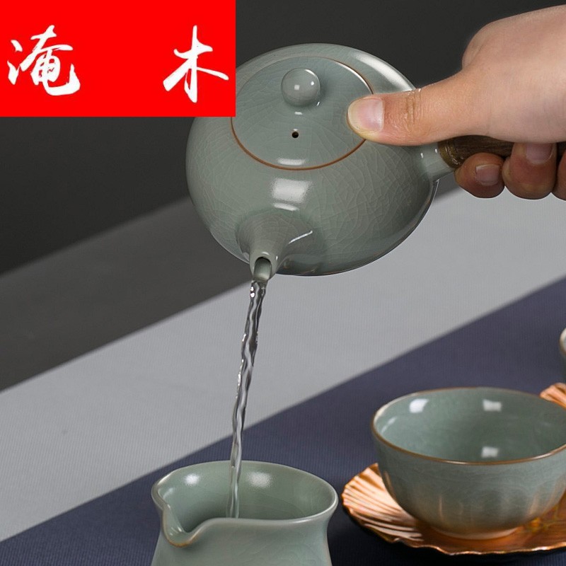 Submerged wood your up porcelain ceramic teapot pomelos pot teapot large lateral shot the pot of wooden household kung fu tea set