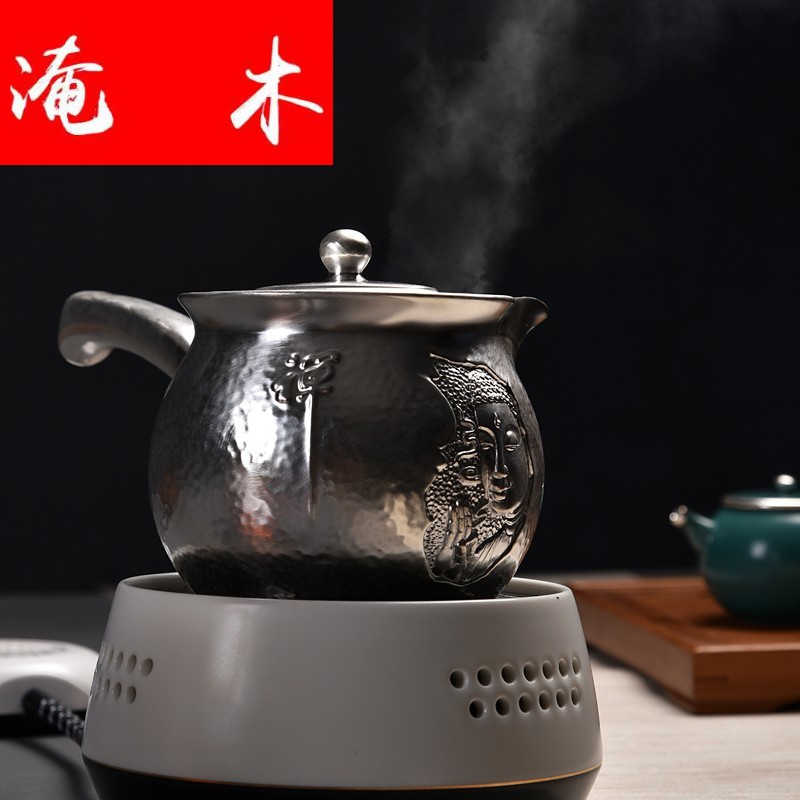 Flooded wooden household beadle zen Buddhism ceramic boiling tea ware black tea teapot tea heat - resistant tasted silver gilding craft ceramic pot of electricity