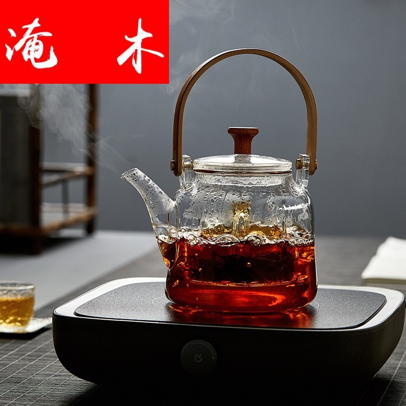 Flooded wooden Japanese style glass teapot household electrical TaoLu kettle boil tea, high temperature resistant wood tea scented tea to mention
