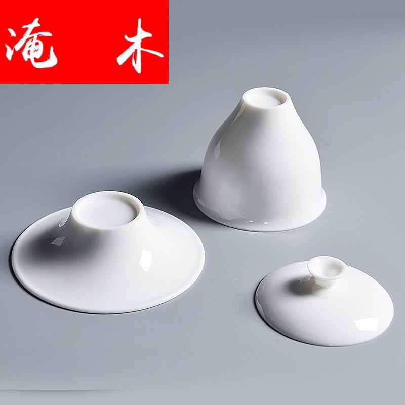 Submerged wood to build Chinese dehua white porcelain tea bowl manual kung fu tea tea set ceramic white porcelain, three tureen