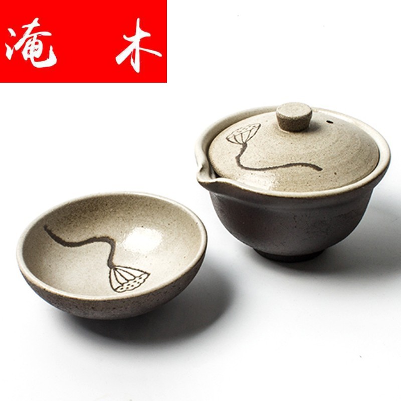 Submerged wood manual coarse pottery tureen Japanese tea kungfu tea set ceramic Chinese hand quickly catch a pot of tea ware bowl