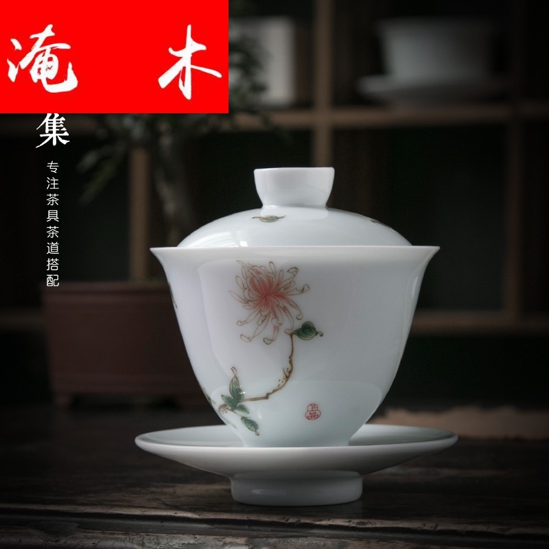 Submerged wood kung fu tea set three to tureen dehua white porcelain of jingdezhen pastel by large tea bowl of tea cups