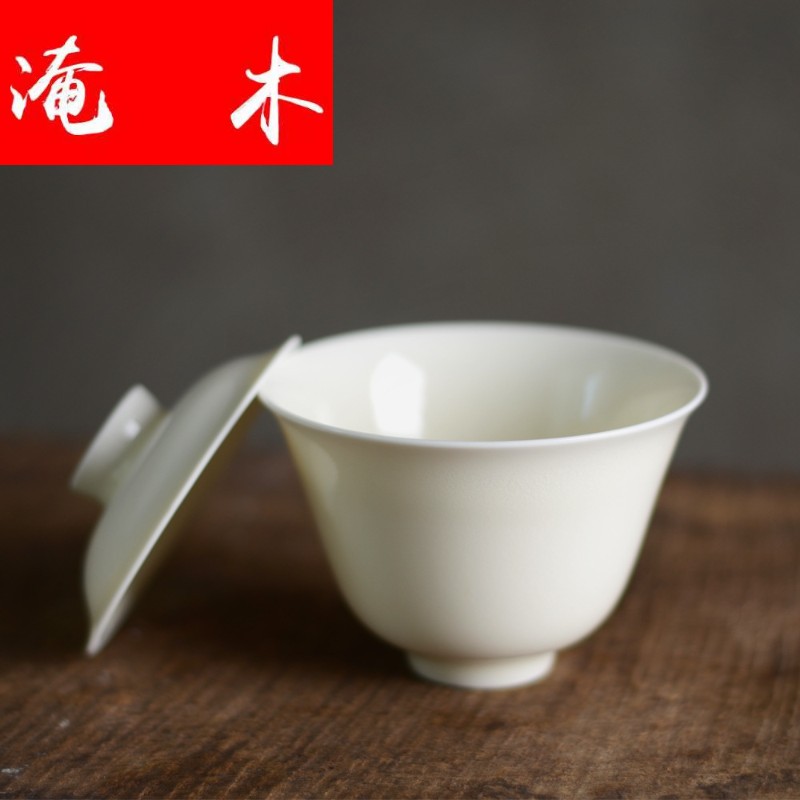 Flooded wooden teeth white yulan tureen jingdezhen ceramics by hand kung fu tea bowl tea and tea cups