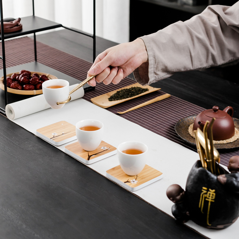 NiuRen ebony tea six gentleman tea tray ceramic tea set, tea art furnishing articles ChaGa tea spoon tea accessories of esau