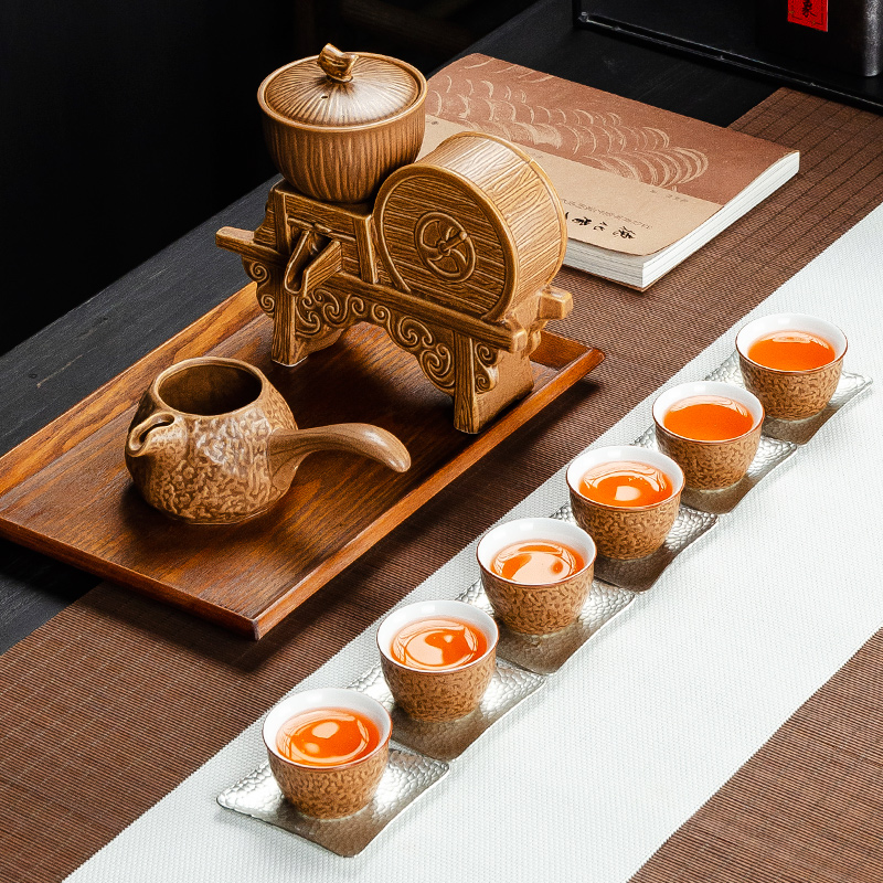NiuRen semi automatic kung fu tea set home office creative teapot teacup ceramic lazy people make tea