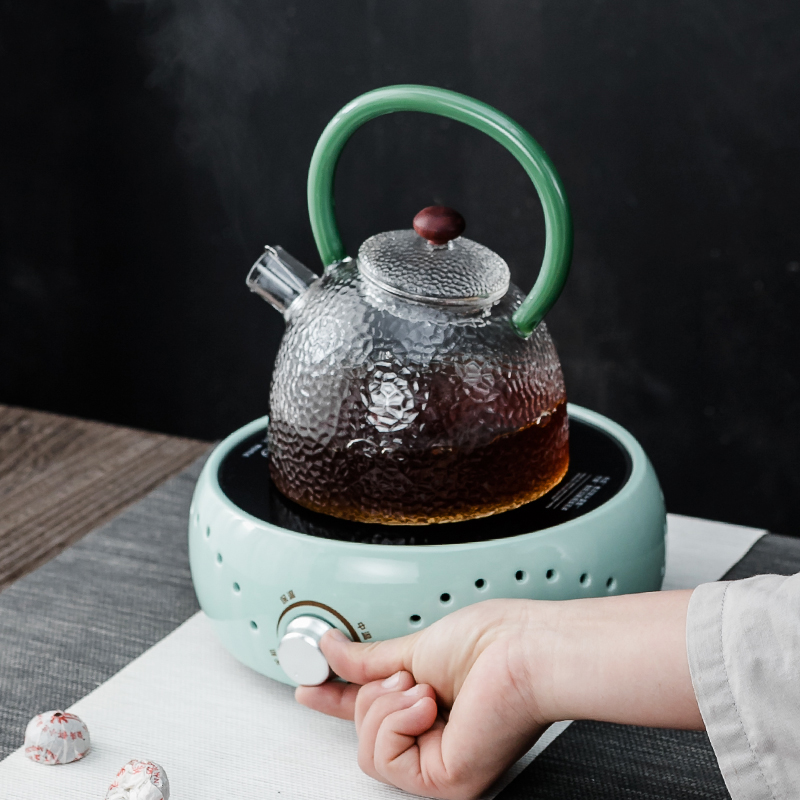 NiuRen more heat resistant glass tea set suit household teapot teacup the boiled tea, the electric TaoLu pu 'er tea steamer