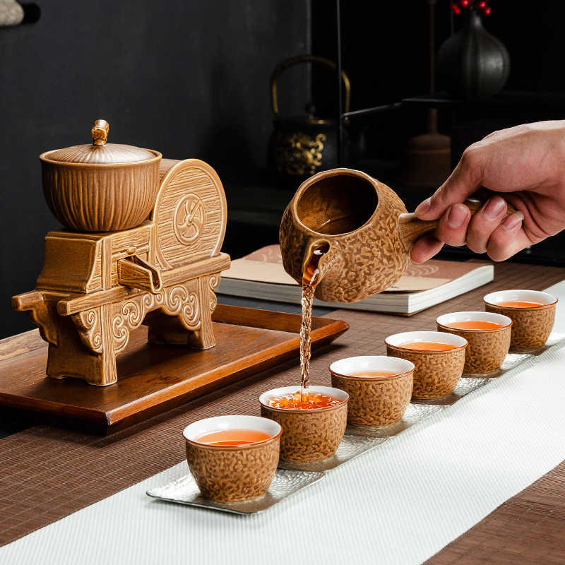NiuRen semi automatic kung fu tea set home office creative teapot teacup ceramic lazy people make tea