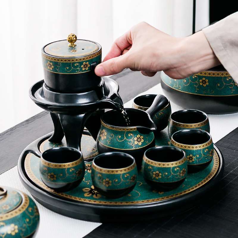 NiuRen black pottery tea set home office old piece of mud automatic hot lazy kung fu tea teapot teacup