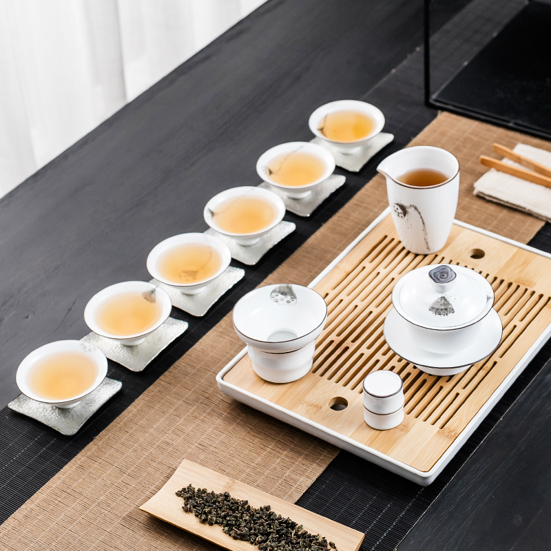 NiuRen contracted inferior smooth ceramic tea tea filter filter) group, household set up kung fu tea tea is good