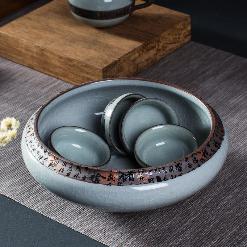 Tea to wash large NiuRen elder brother up with ceramic household your up cracked cup dish washing writing brush washer water meng Tea set spare parts