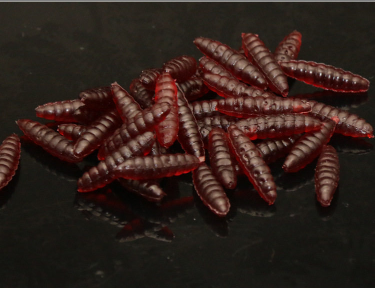 红色面包虫蛆虫 草鲫鲤鱼饵路亚饵软虫拟饵垂钓鱼饵渔具假饵钓饵