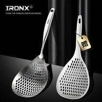 ironx leaking spoon 304 stainless steel bailing deity Kitchen Home integrated forming long handle Bamboo Fence Cooking surface mesh scoop