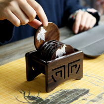 Ebony rosewood solid wood tea mat Heat insulation coaster Kung Fu tea cup holder Tin tea holder combination storage Japanese tea set accessories